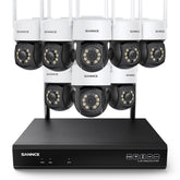 8MP 10-Channel 8 PCS Wireless PT Security Camera System, Pan & Tilt, Two-Way Audio, IP66 Waterproof, Smart AI Human Detection, Work With Alexa